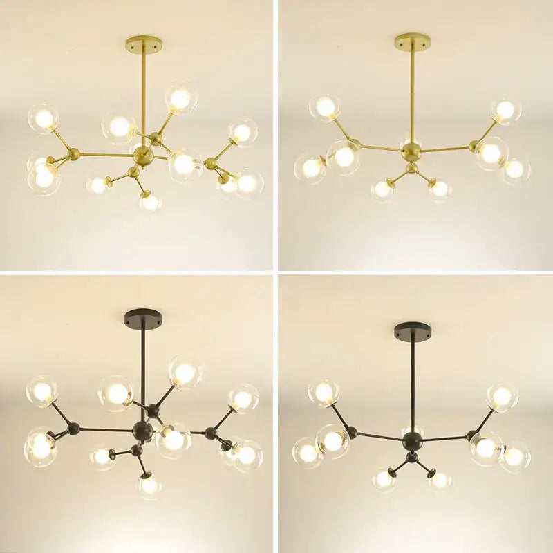 Brass Glass 18-Light Chandelier