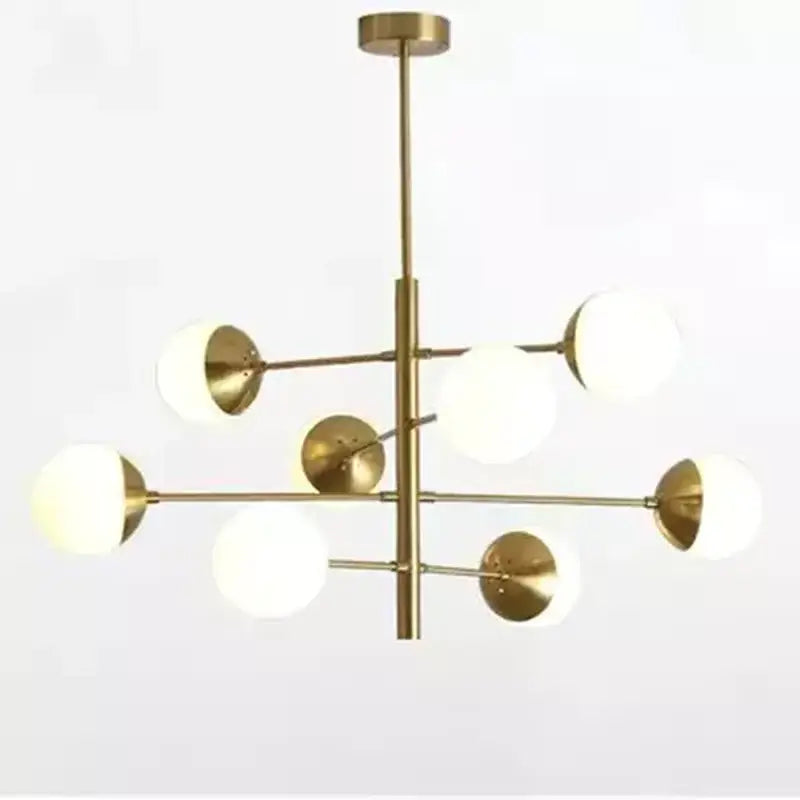 Brass Glass Bubble Chandelier with Multi-Head Design