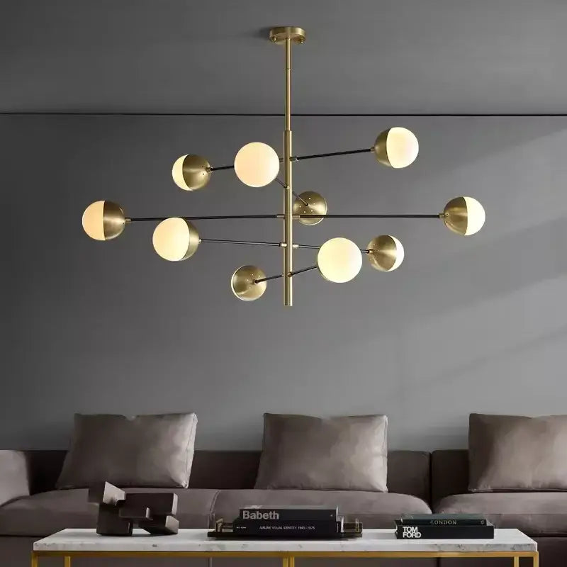 Brass Glass Bubble Chandelier with Multi-Head Design