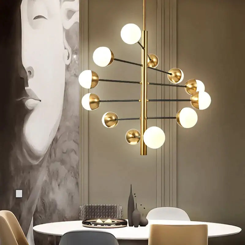 Brass Glass Bubble Chandelier with Multi-Head Design