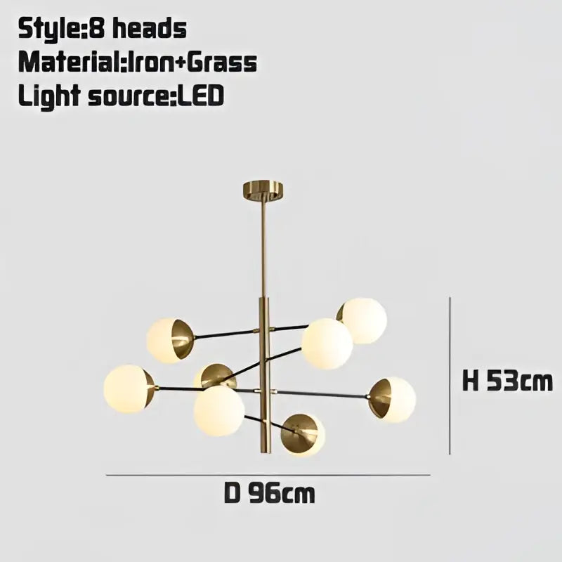 Brass Glass Bubble Chandelier with Multi-Head Design