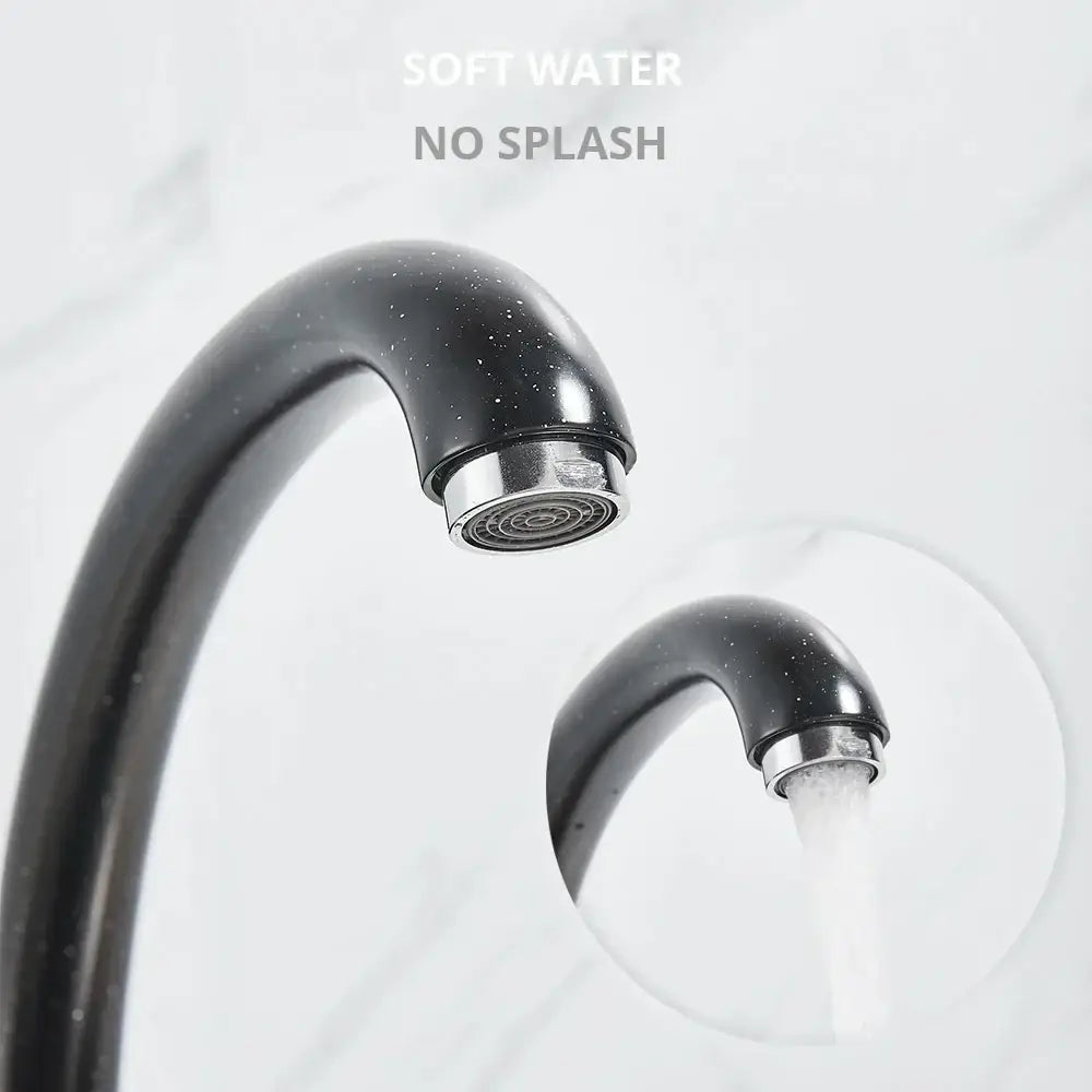 Brass Black Kitchen Faucet with Curved Swivel Spout