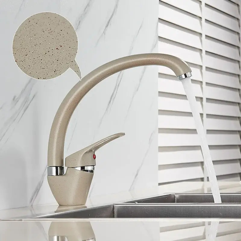 Brass Black Kitchen Faucet with Curved Swivel Spout