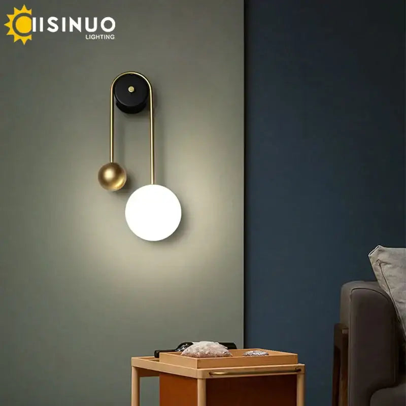 Brass Black Spherical Sconce