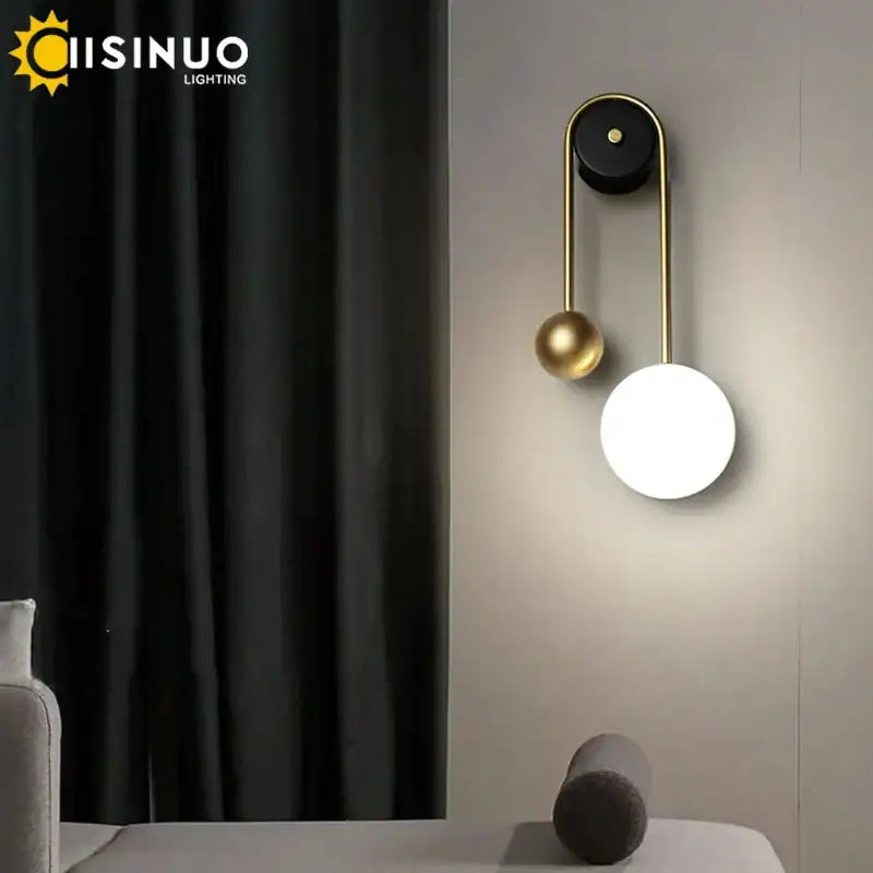 Brass Black Spherical Sconce