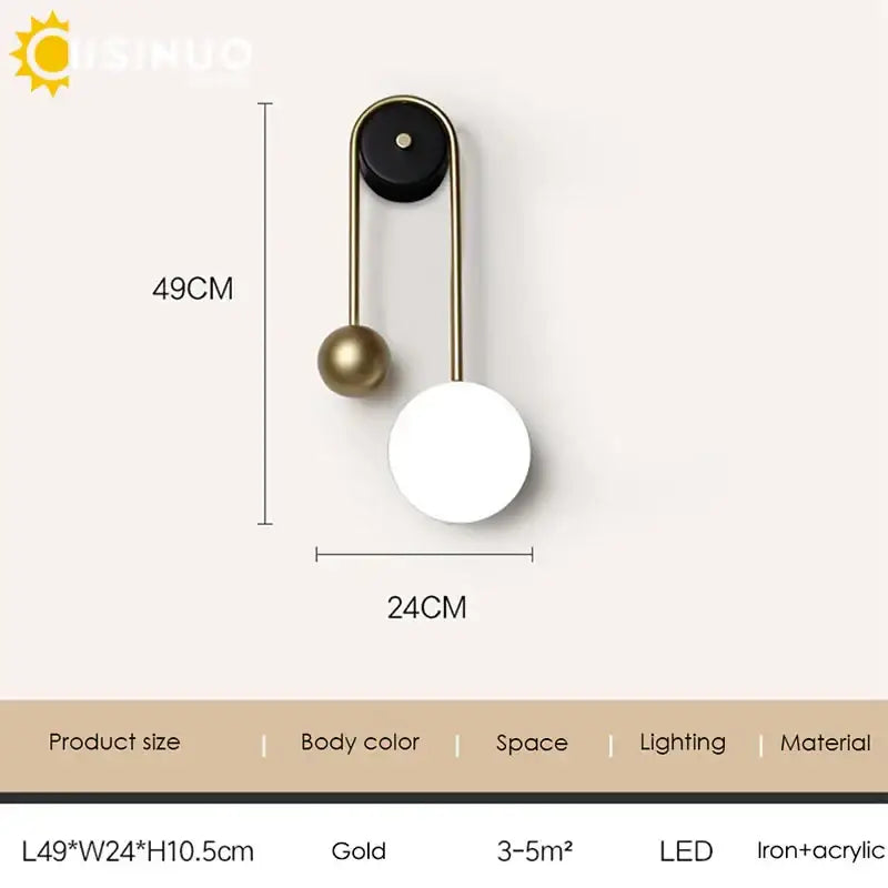 Brass Black Spherical Sconce