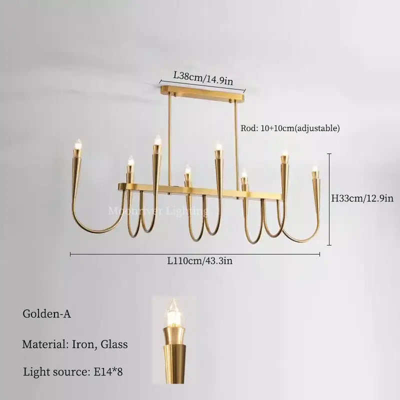Brass Black French Pendant Chandelier