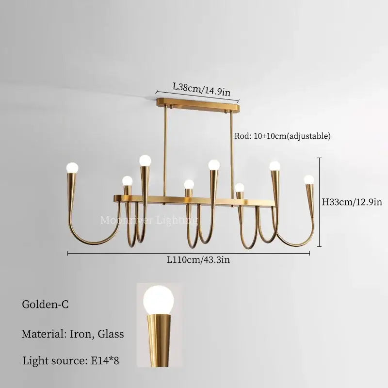 Brass Black French Pendant Chandelier