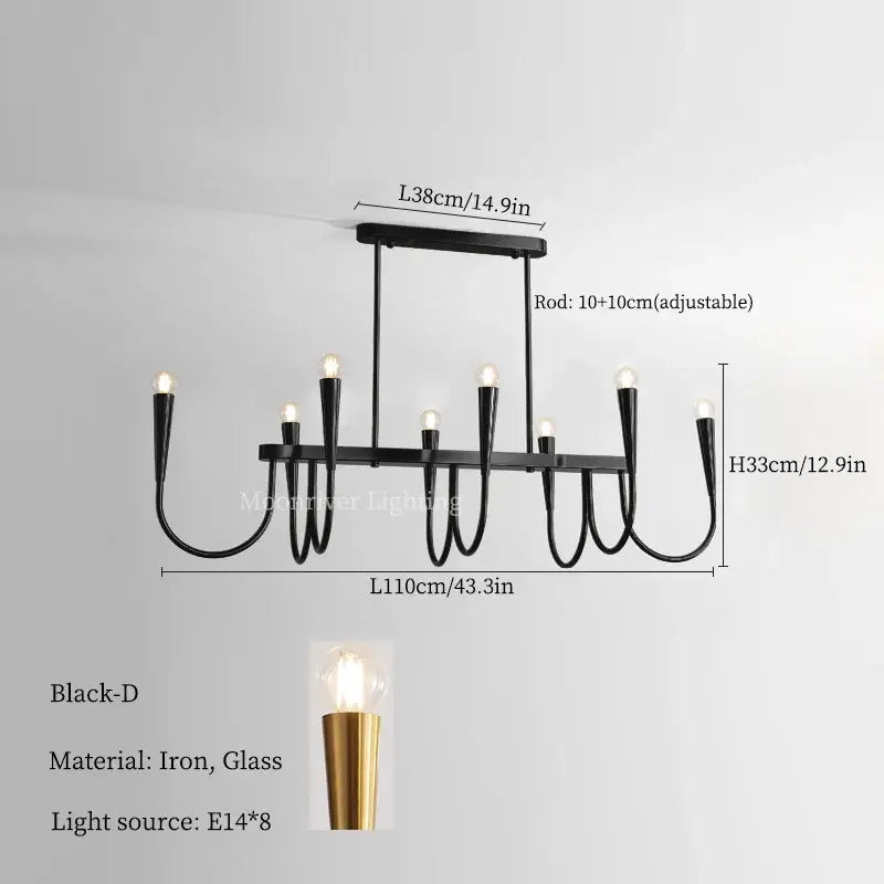 Brass Black French Pendant Chandelier
