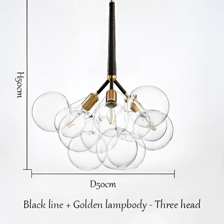 Brass Glass Bubble Chandelier 6-Head Design