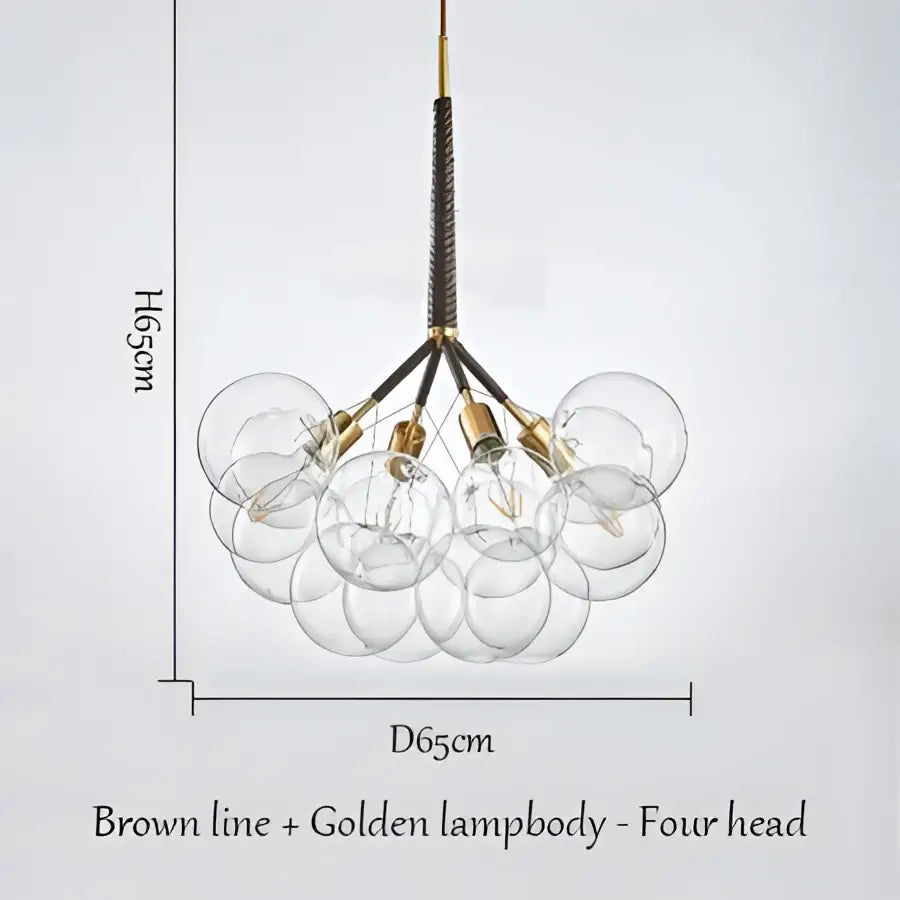 Brass Glass Bubble Chandelier 6-Head Design