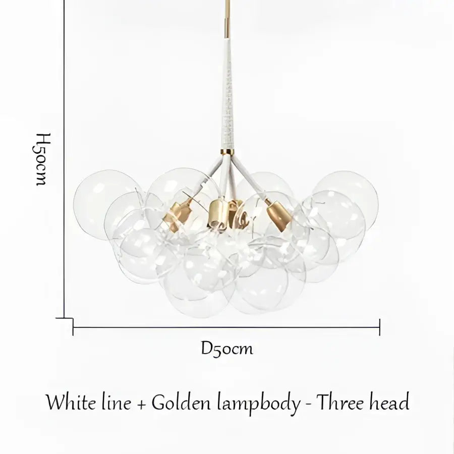 Brass Glass Bubble Chandelier 6-Head Design