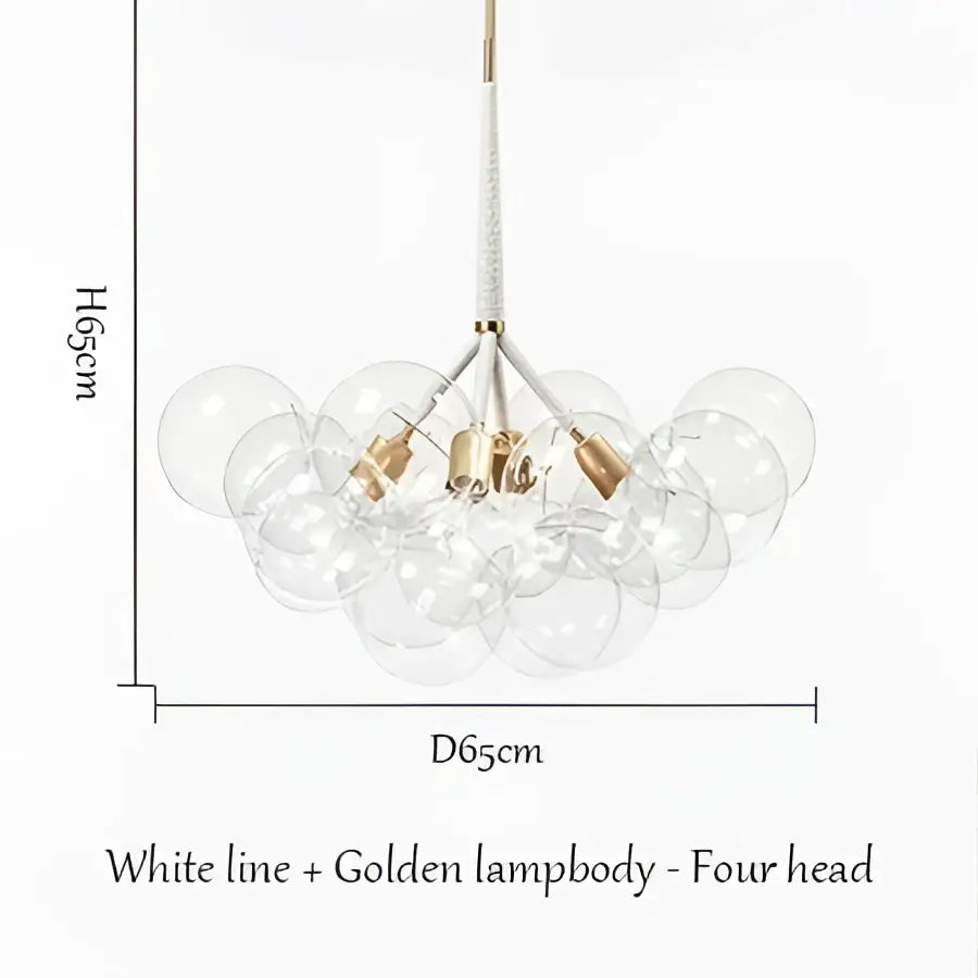 Brass Glass Bubble Chandelier 6-Head Design