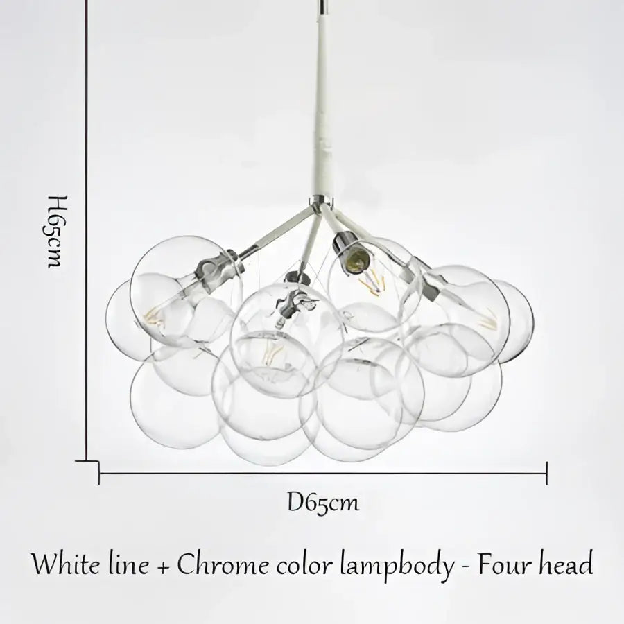 Brass Glass Bubble Chandelier 6-Head Design