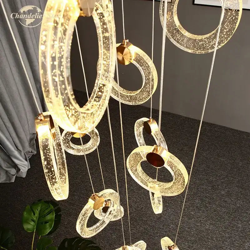 Brass Crystal LED Chandelier Polished Gold Finish