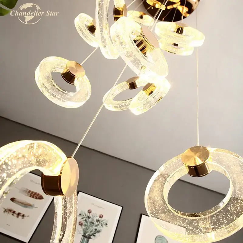 Brass Crystal LED Chandelier Polished Gold Finish