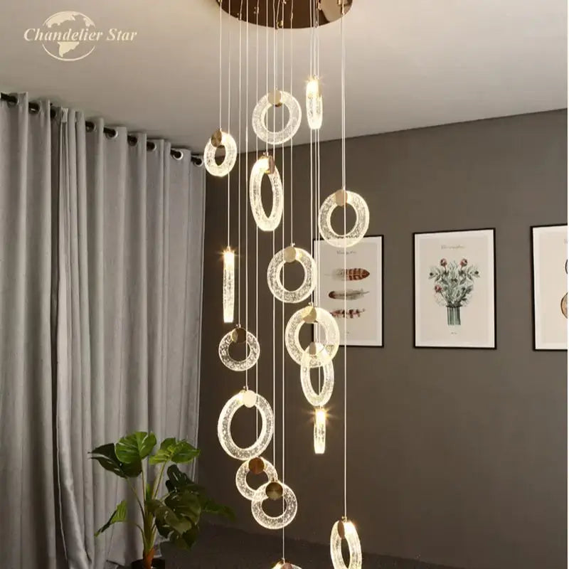 Brass Crystal LED Chandelier Polished Gold Finish