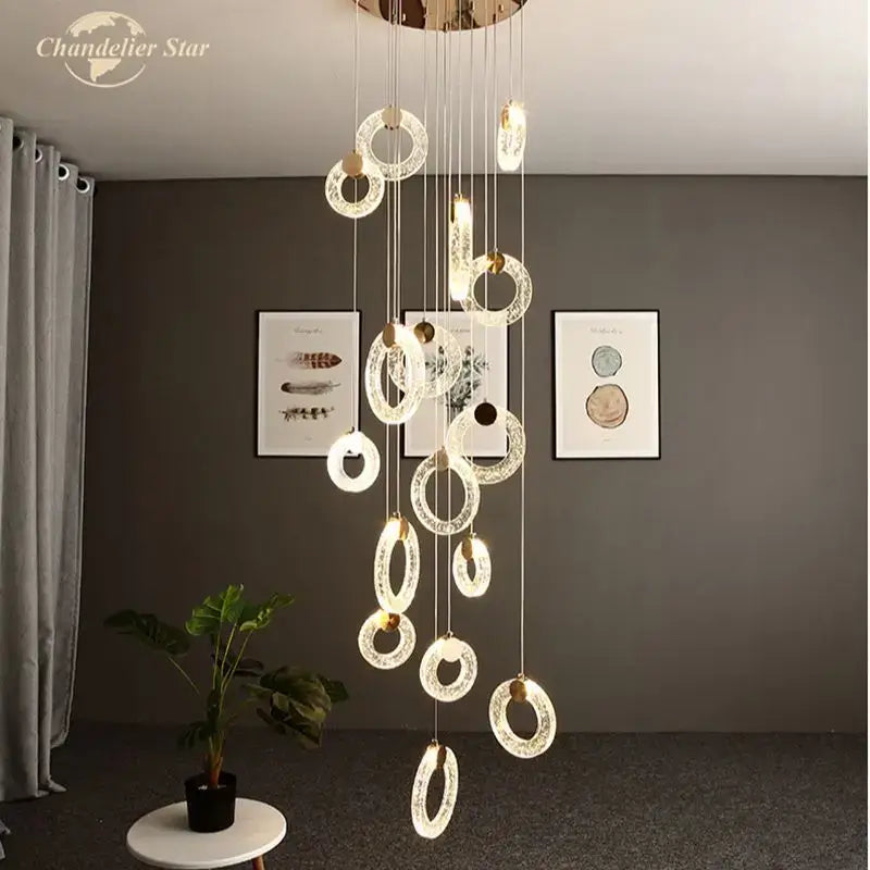 Brass Crystal LED Chandelier Polished Gold Finish
