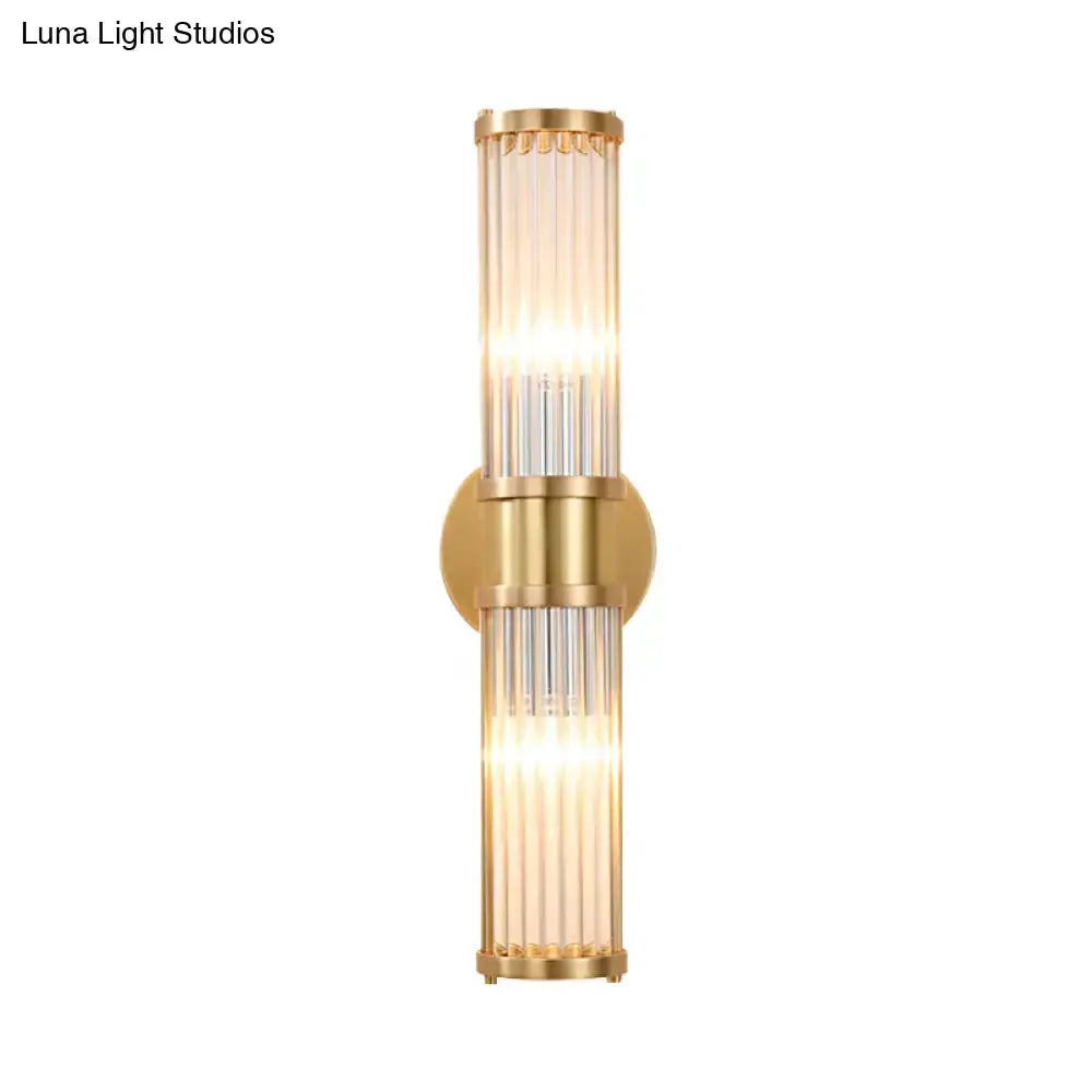 Brass Clear Crystal Wall Sconce