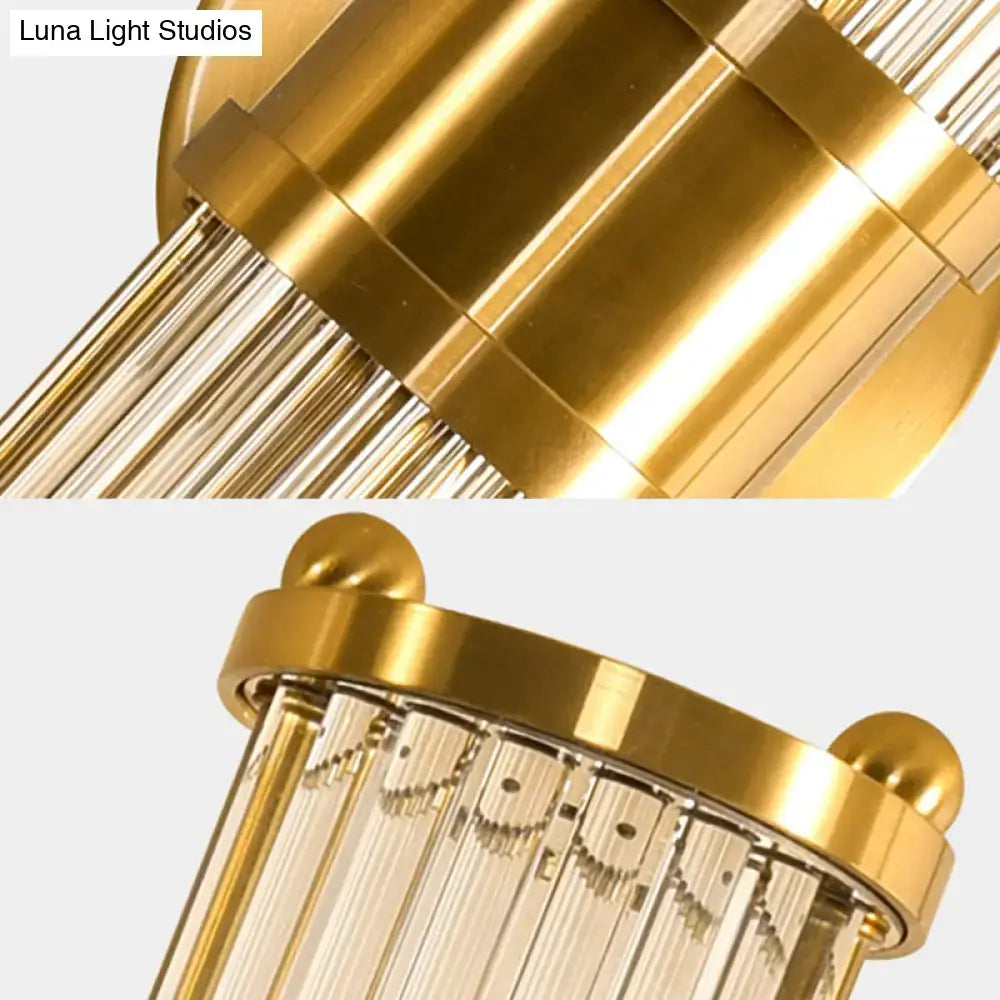 Brass Clear Crystal Wall Sconce