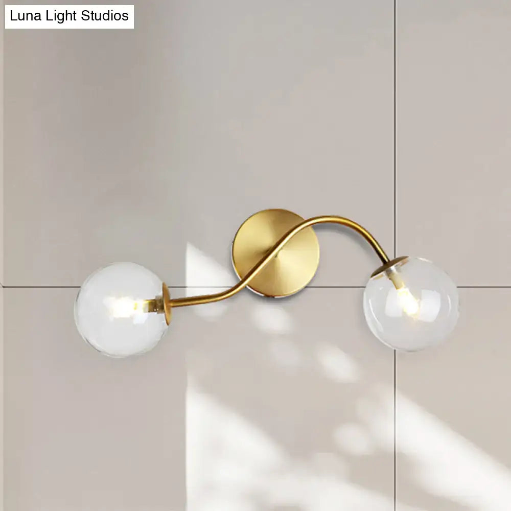 Brass Glass Dual-Light Stairway Lamp