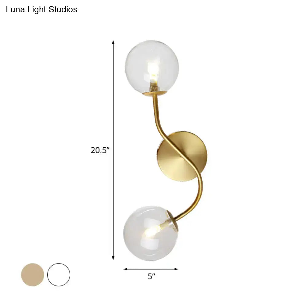 Brass Glass Dual-Light Stairway Lamp