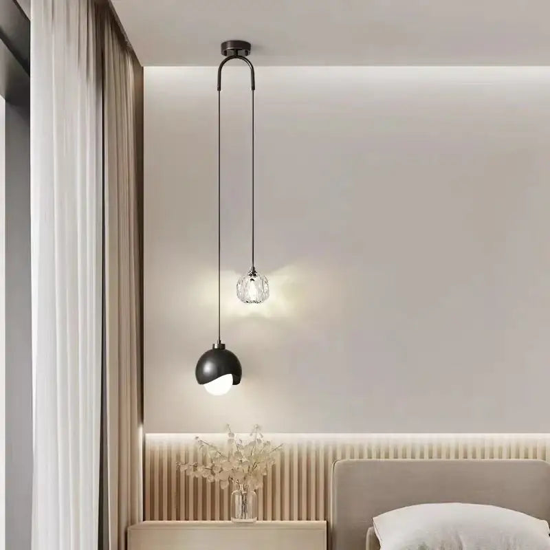 Brass Crystal Pendant Light for Bedroom