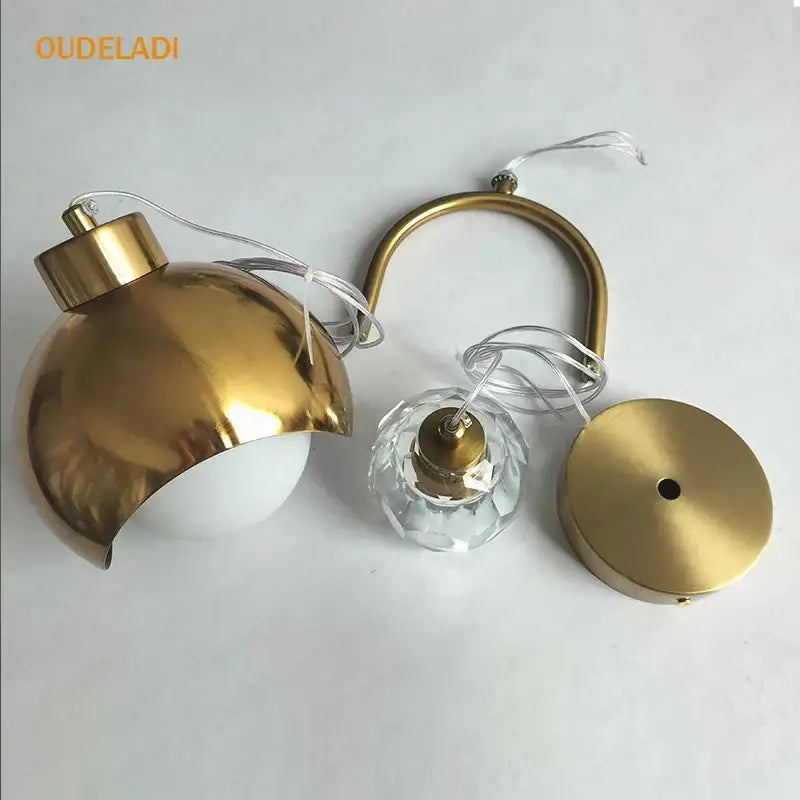 Brass Crystal Pendant Light for Bedroom