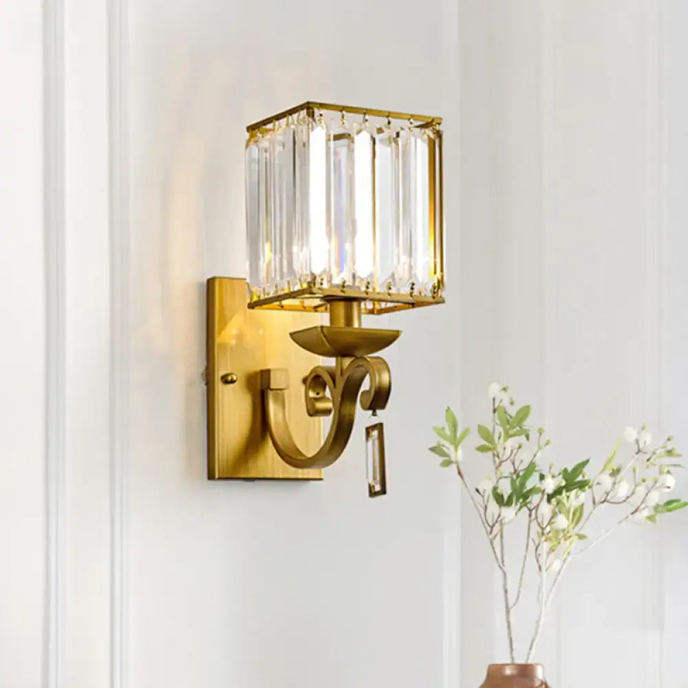 Brass Crystal Block Light