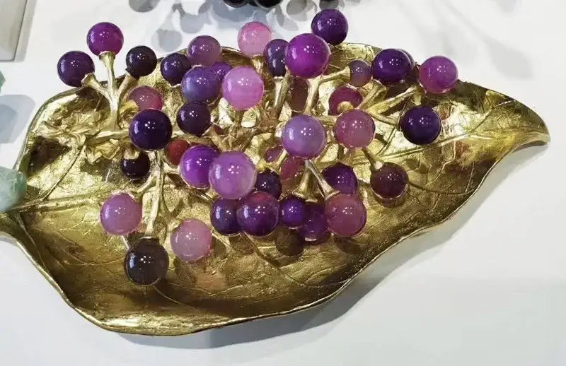 Brass Crystal Grape Sculpture