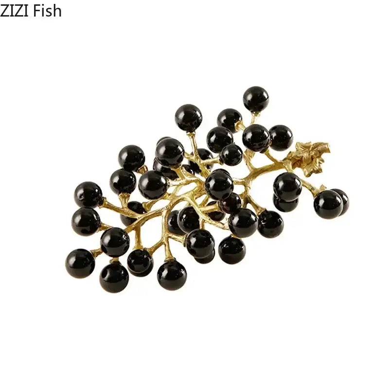 Brass Crystal Grape Sculpture