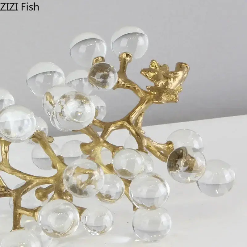 Brass Crystal Grape Sculpture