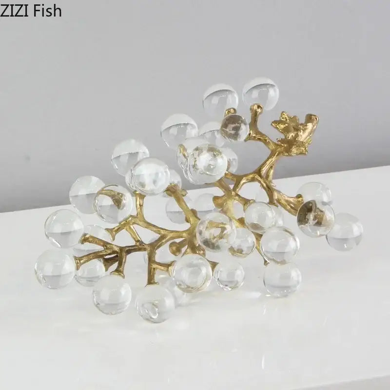 Brass Crystal Grape Sculpture