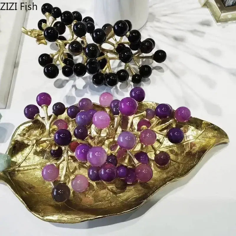 Brass Crystal Grape Sculpture