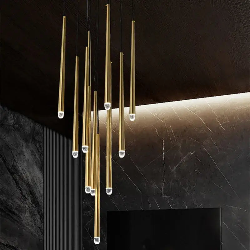 Brass Crystal Stair Chandelier