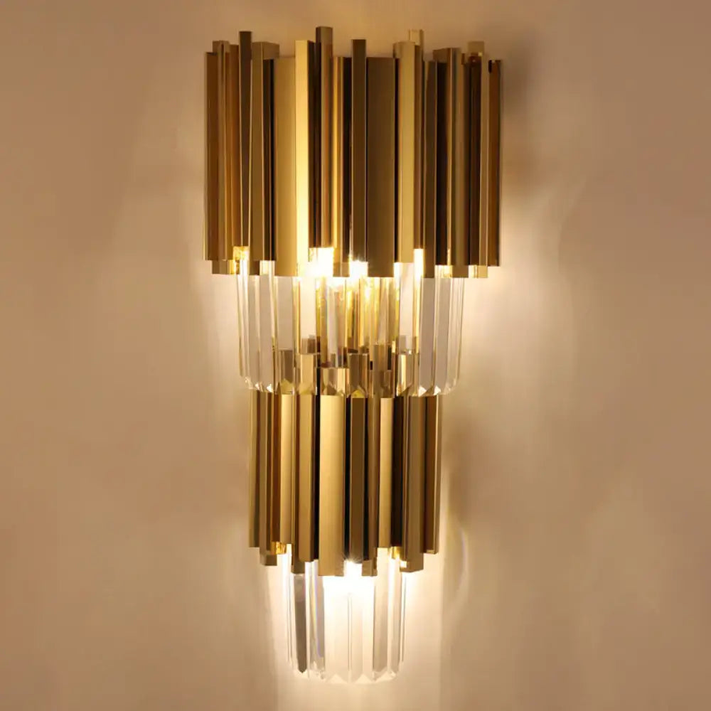 Brass Crystal Prism Wall Lamp 2-3 Light