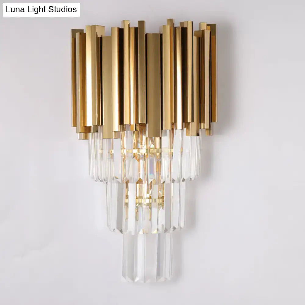Brass Crystal Prism Wall Lamp 2-3 Light
