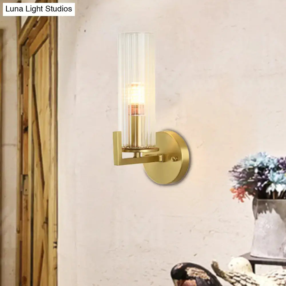 Brass Crystal Wall Sconce Compact Simple