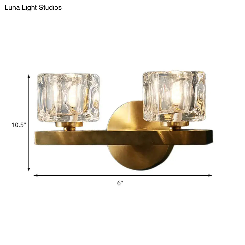 Brass Cube Flush Sconce
