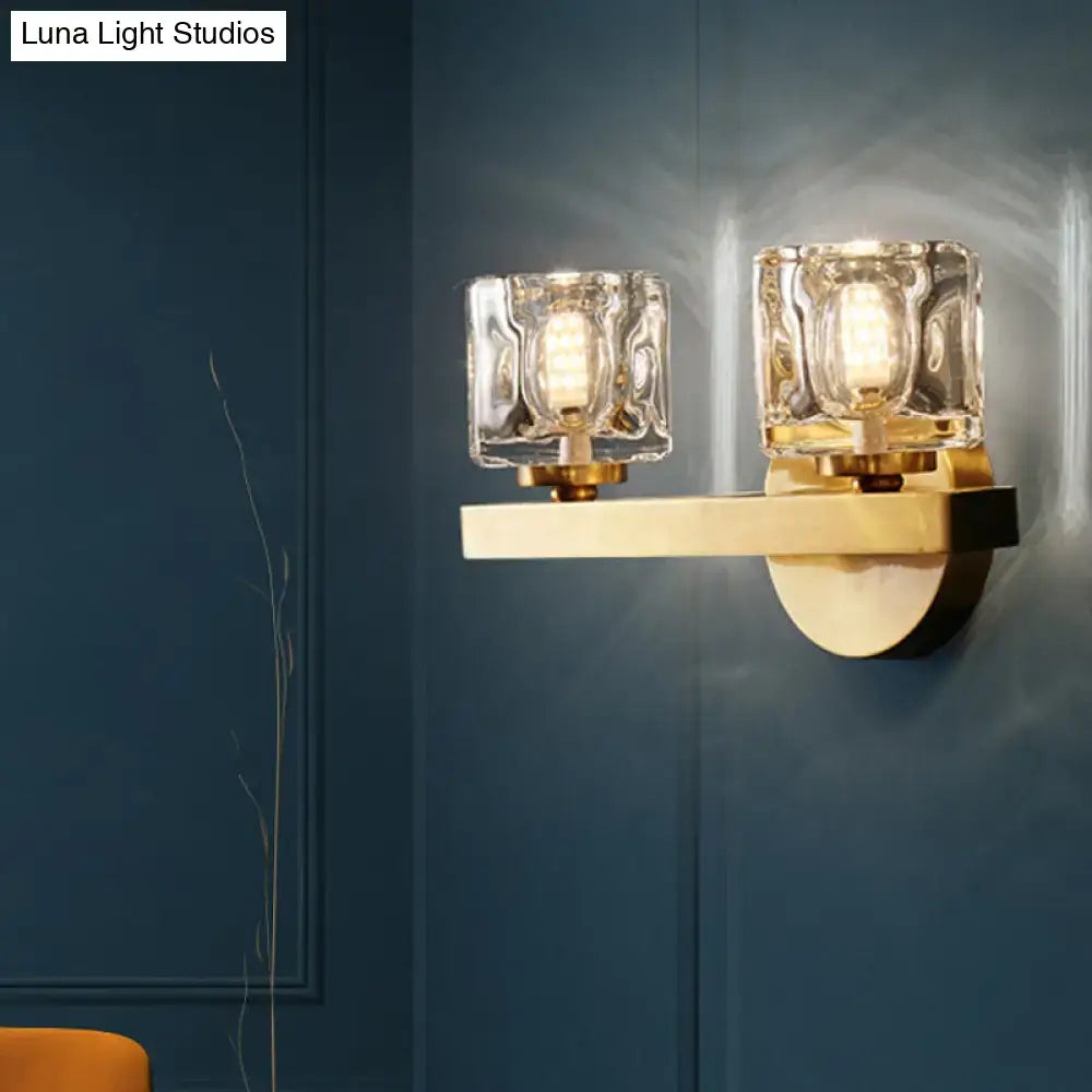 Brass Cube Flush Sconce