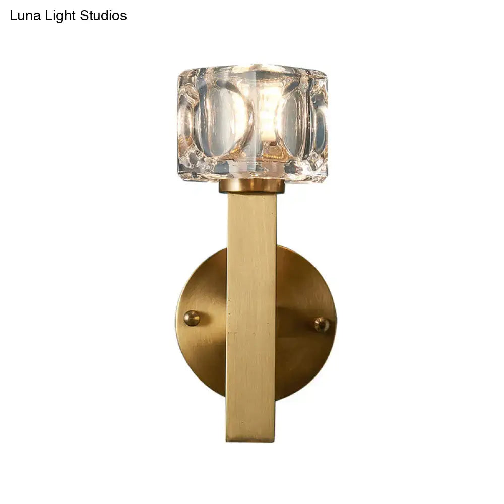 Brass Cube Flush Sconce