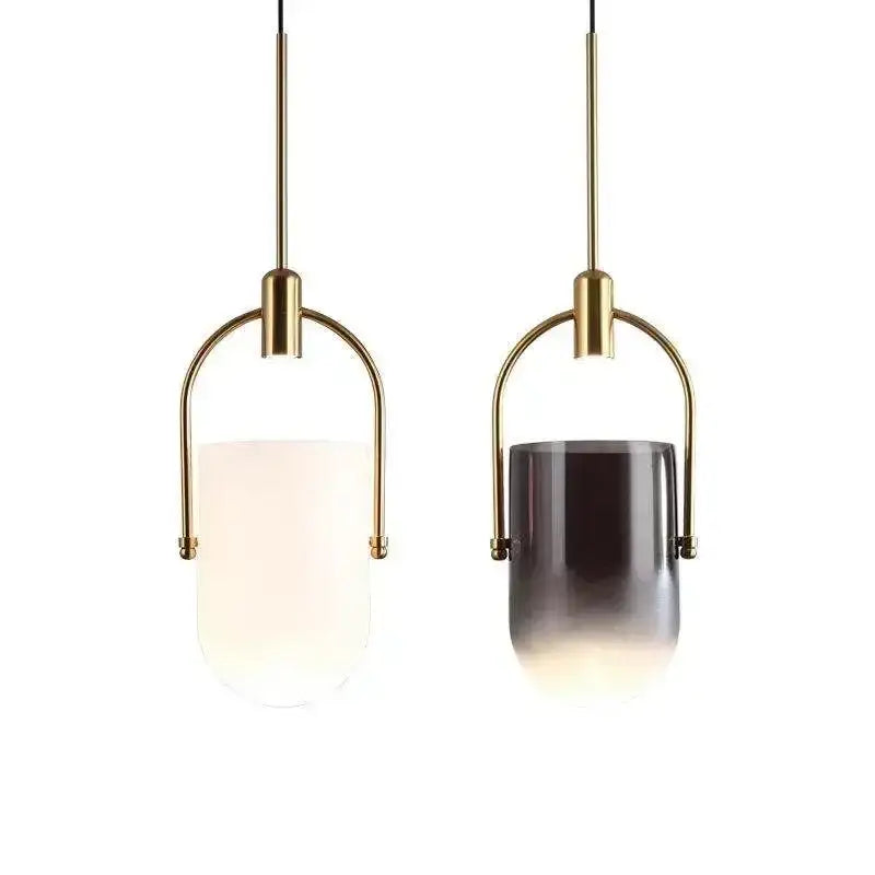 Brass Bucket Glass Chandelier