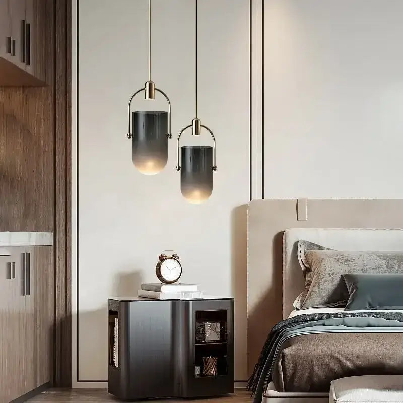 Brass Bucket Glass Chandelier