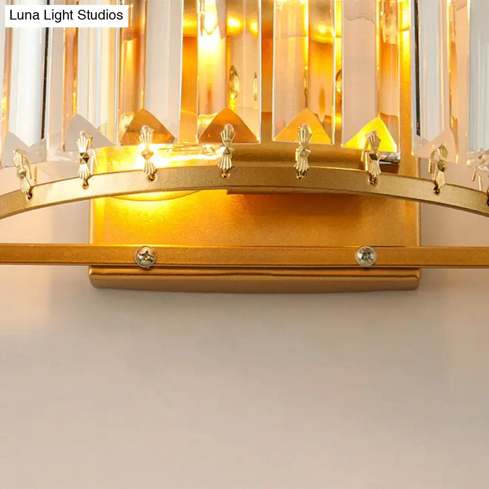 Brass Crystal Drum Wall Sconce