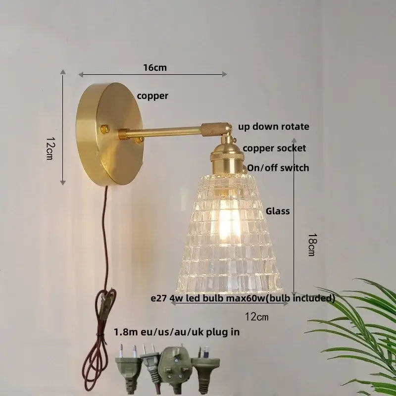 Brass E27 LED Wall Sconce