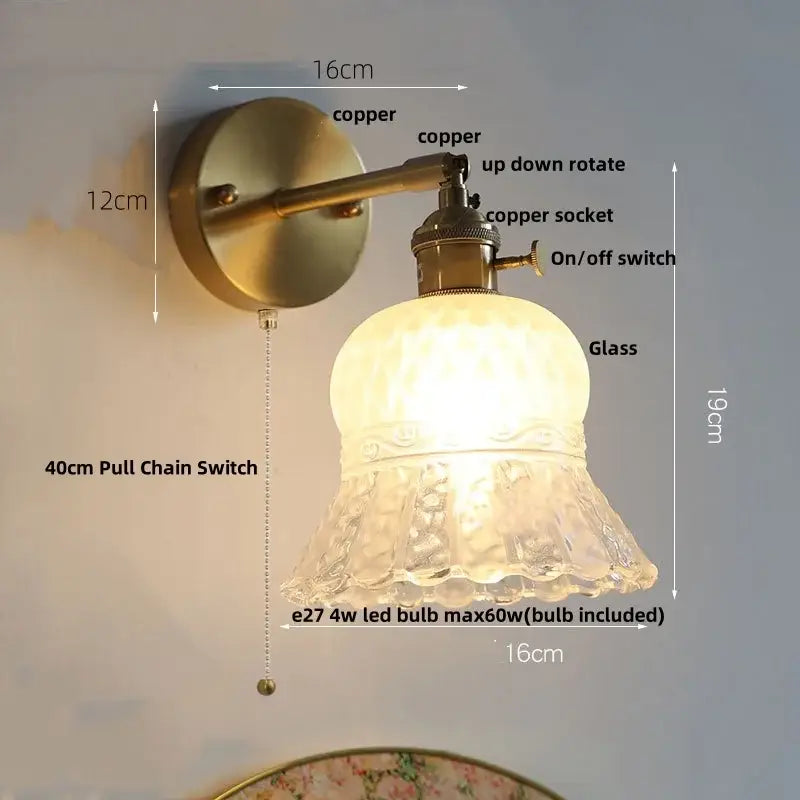 Brass E27 LED Wall Sconce