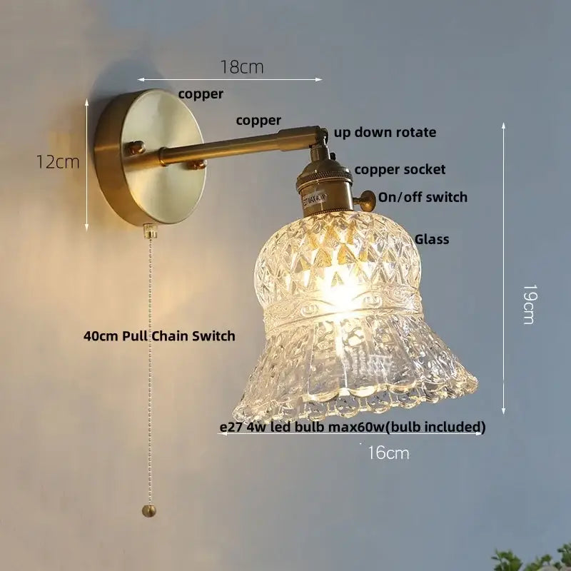 Brass E27 LED Wall Sconce
