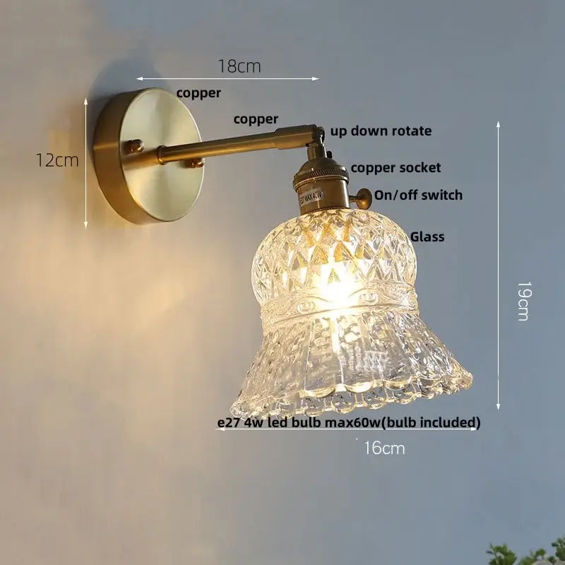 Brass E27 LED Wall Sconce