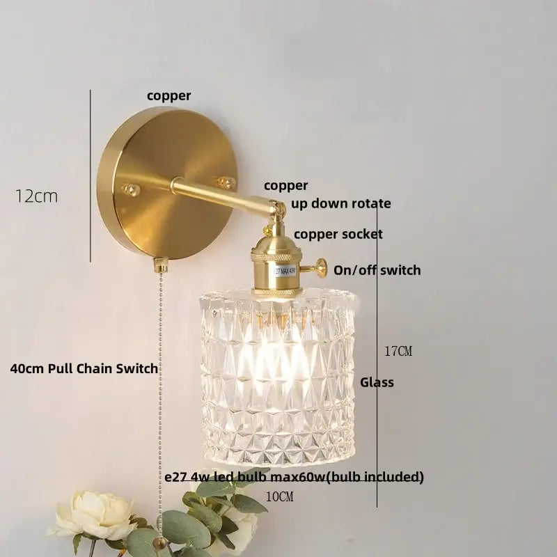 Brass E27 LED Wall Sconce