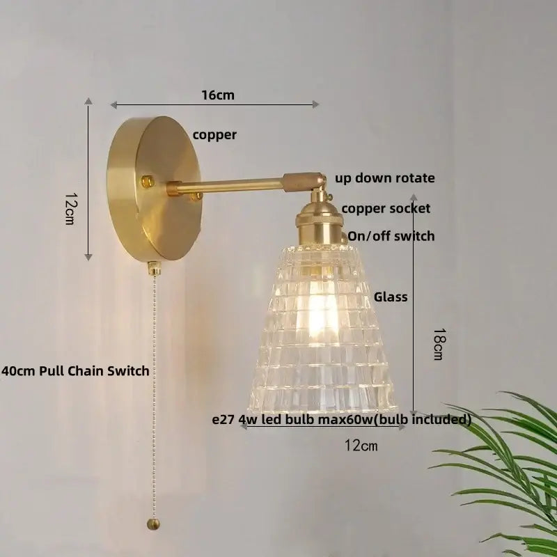 Brass E27 LED Wall Sconce